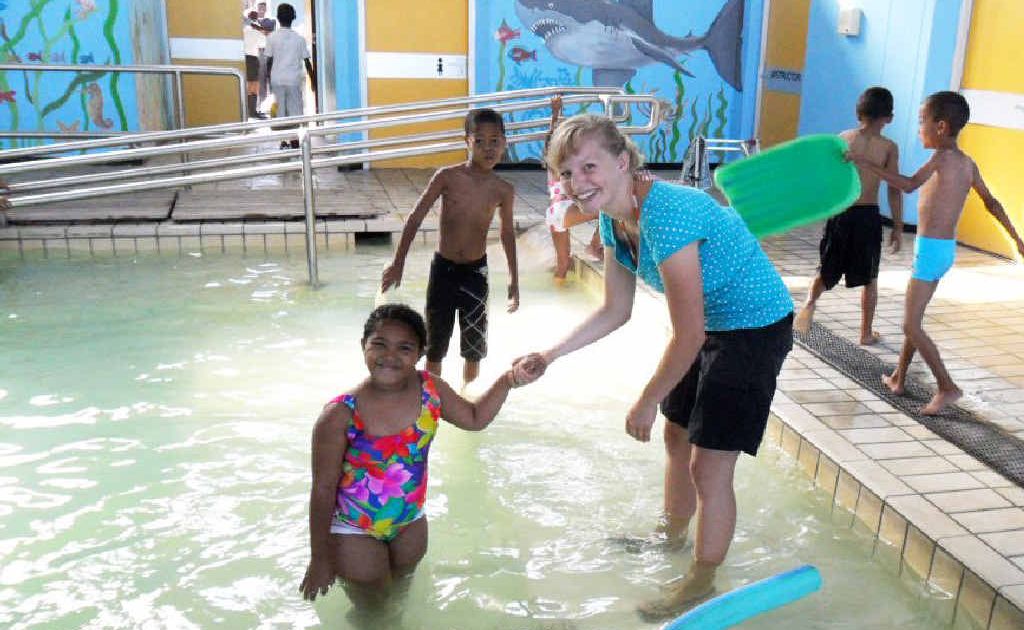 Cathy Read teaching children with cerebral palsy and learning disabilities how to swim during a gap year in South Africa. Cathy Read teaching children with cerebral palsy and learning disabilities how to swim during a gap year in South Africa.